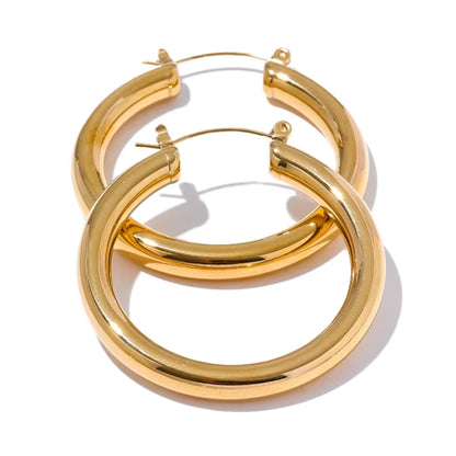 Stainless Steel Gold Medium Hoops