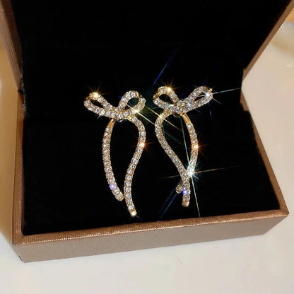 Sparkling Bow Knot Studs