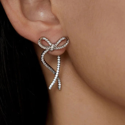 Sparkling Bow Knot Studs