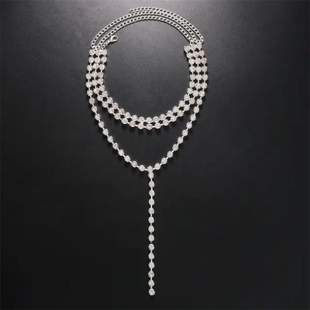 Sparkling Rhinestone Long Line Necklace