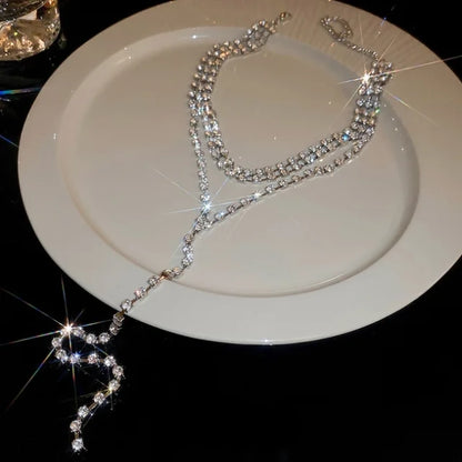 Sparkling Rhinestone Long Line Necklace