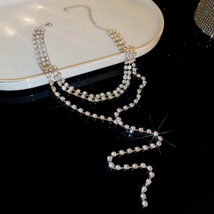 Sparkling Rhinestone Long Line Necklace
