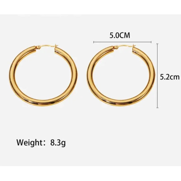Stainless Steel Gold Large Hoops