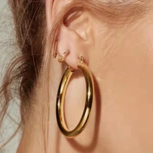 Stainless Steel Gold Medium Hoops