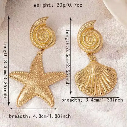 Starfish and Shell Offbeat Earring