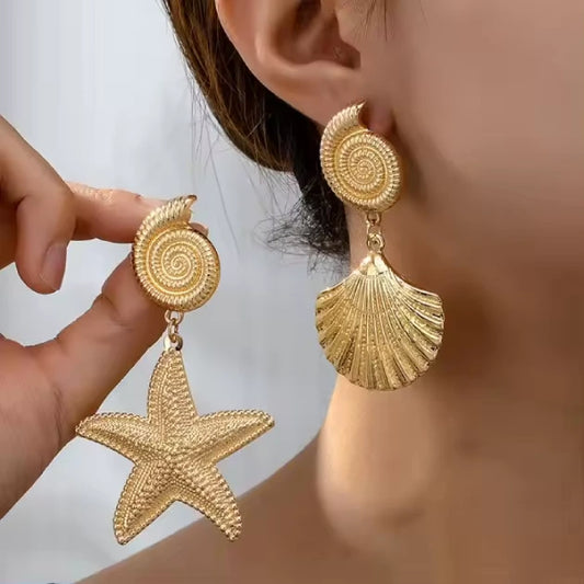 Starfish and Shell Offbeat Earring