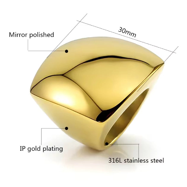 Lustra Luxe Square Ring - 18k Gold Plated