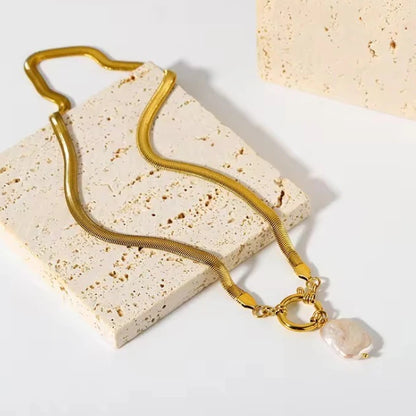 Luxe Gold Pearl Drop Necklace