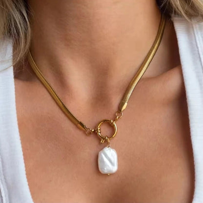 Luxe Gold Pearl Drop Necklace