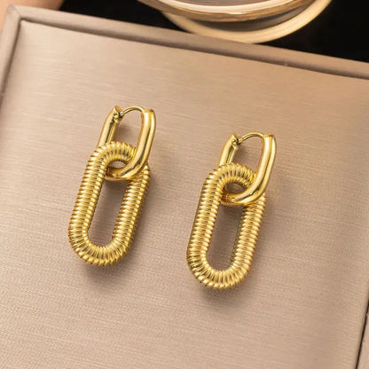 Thick Paperclip Textured Hoops