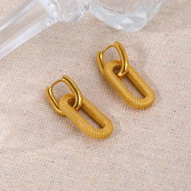 Thick Paperclip Textured Hoops