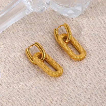 Thick Paperclip Textured Hoops
