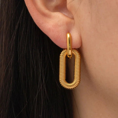 Thick Paperclip Textured Hoops