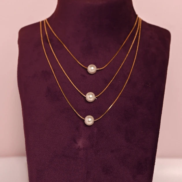 Three Layer Pearl Ball Necklace
