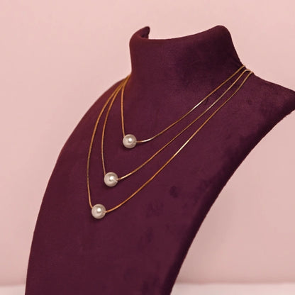 Three Layer Pearl Ball Necklace