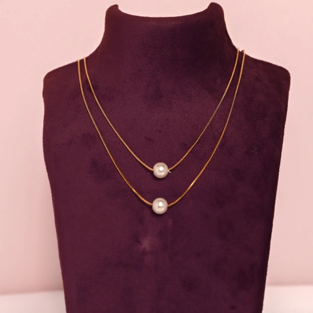 Three Layer Pearl Ball Necklace
