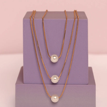 Three Layer Pearl Ball Necklace
