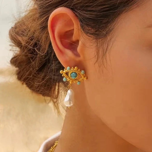 Turquoise Nazar Pearl Drops