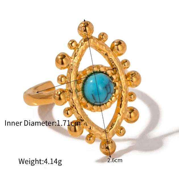 Turquoise Nazar Ring