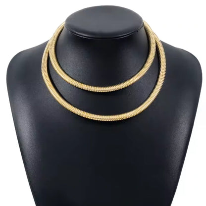 Two Layer Gold Snake Bone Pattern Necklace
