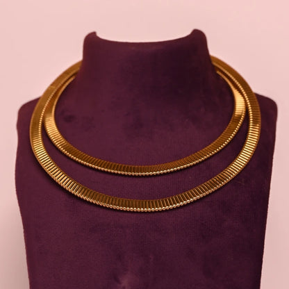 Two Layer Gold Snake Bone Pattern Necklace
