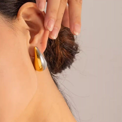 Two Tone Tear Drop Studs