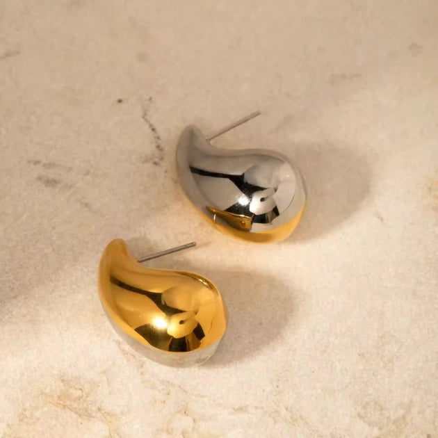 Two Tone Tear Drop Studs