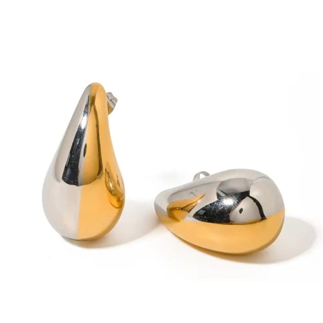 Two Tone Tear Drop Studs