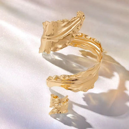Auric Leaf Bracelet and Ring Set