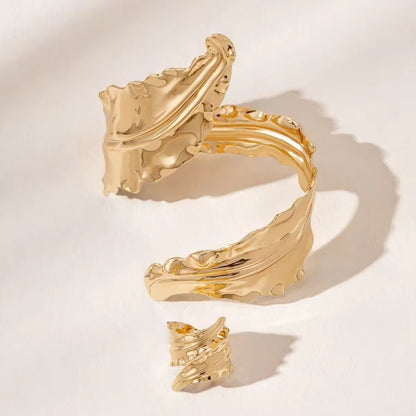 Auric Leaf Bracelet and Ring Set