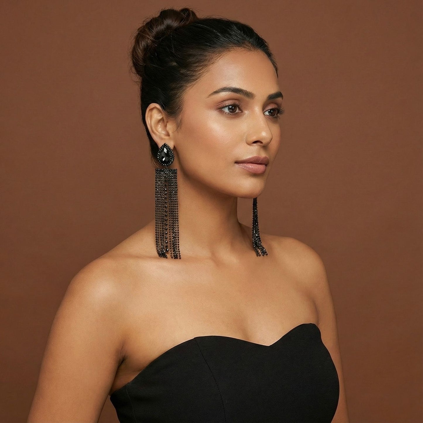 Noir Veil Tassel Earrings