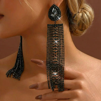 Noir Veil Tassel Earrings