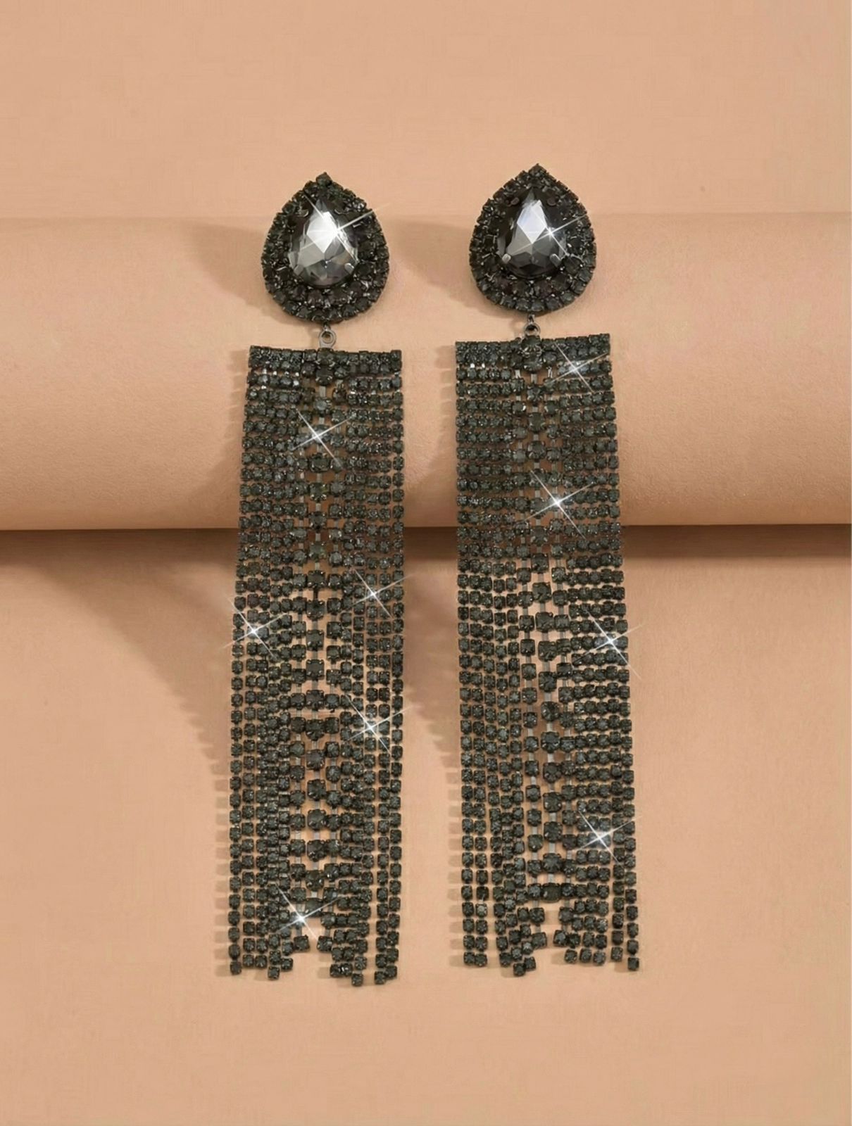 Noir Veil Tassel Earrings