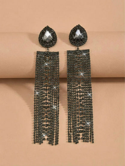 Noir Veil Tassel Earrings