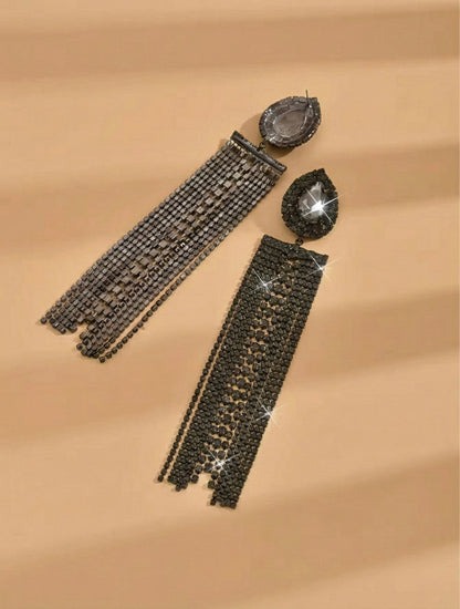 Noir Veil Tassel Earrings