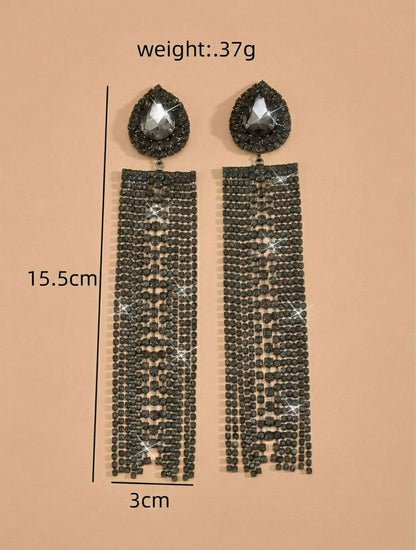 Noir Veil Tassel Earrings
