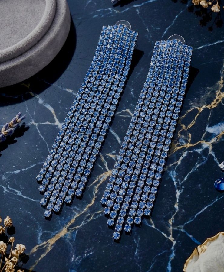 Icy Sapphire Tassel Earrings