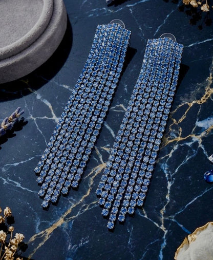 Icy Sapphire Tassel Earrings
