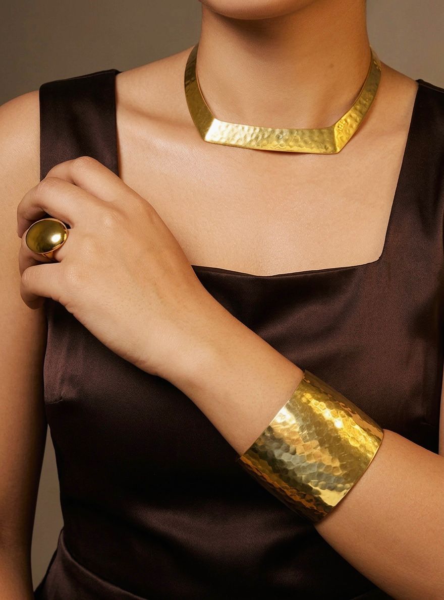 Nebula Square Brass Necklace – Bold. Sculptural. Timeless.