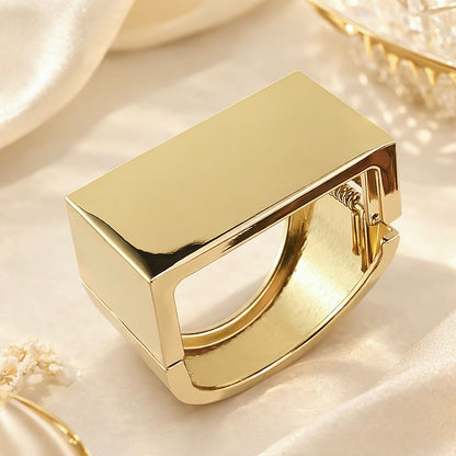 Wide Cube Cuff Gold Bracelet