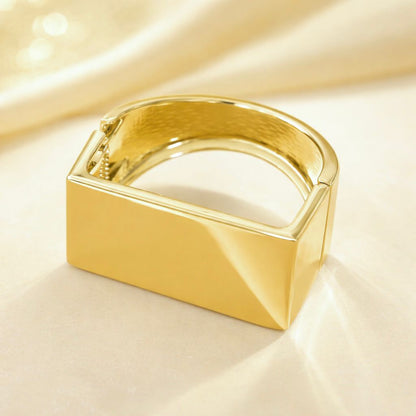 Wide Cube Cuff Gold Bracelet