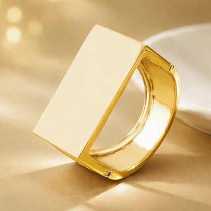 Wide Cube Cuff Gold Bracelet