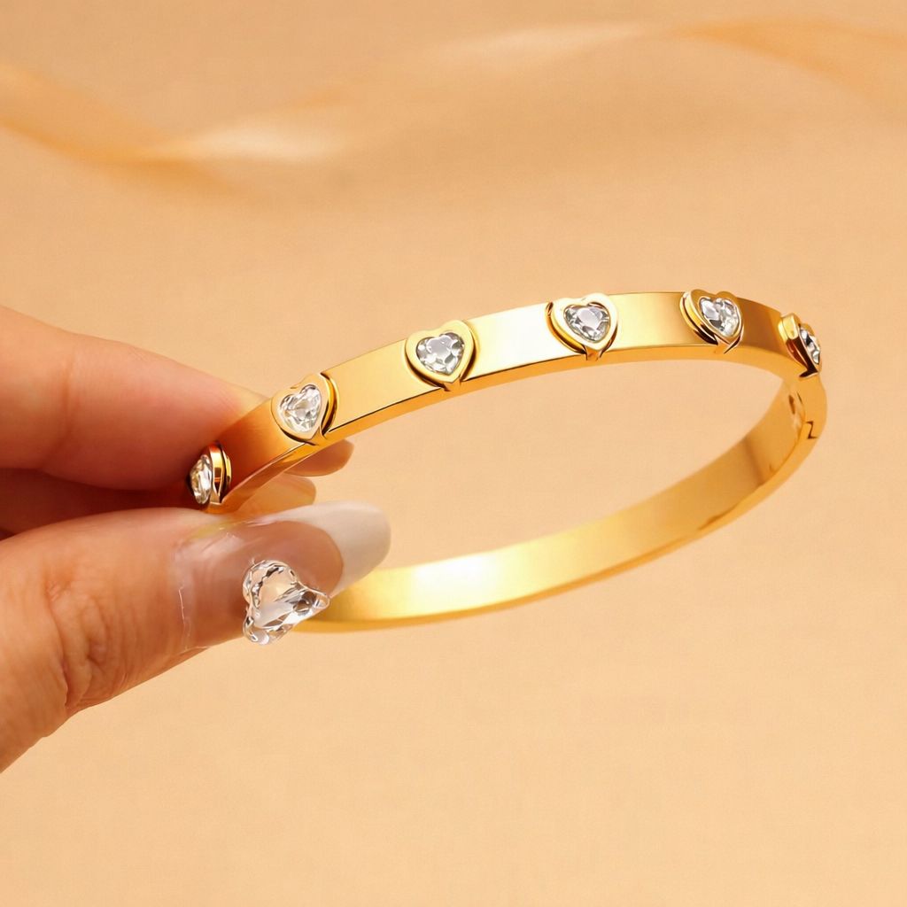 Luminous Love Bangle Bracelet - 18k Gold Plated