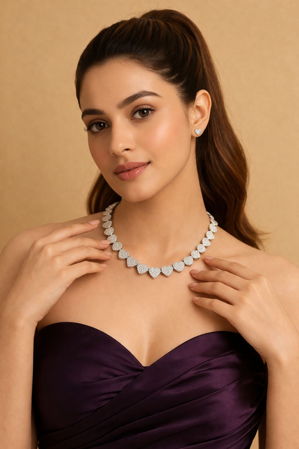 Velour hearts necklace