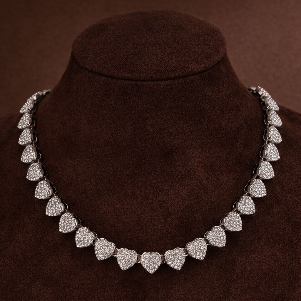 Velour hearts necklace