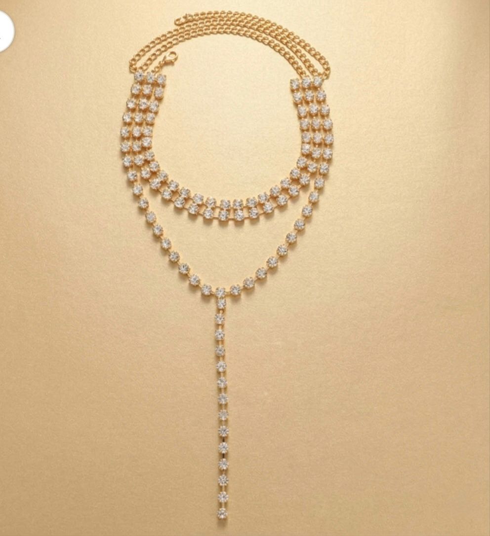 Sparkling Rhinestone Long Line Necklace