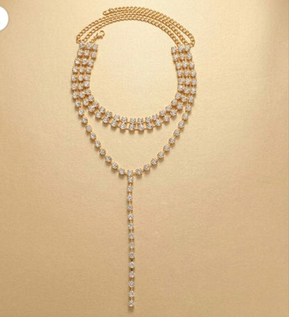 Sparkling Rhinestone Long Line Necklace
