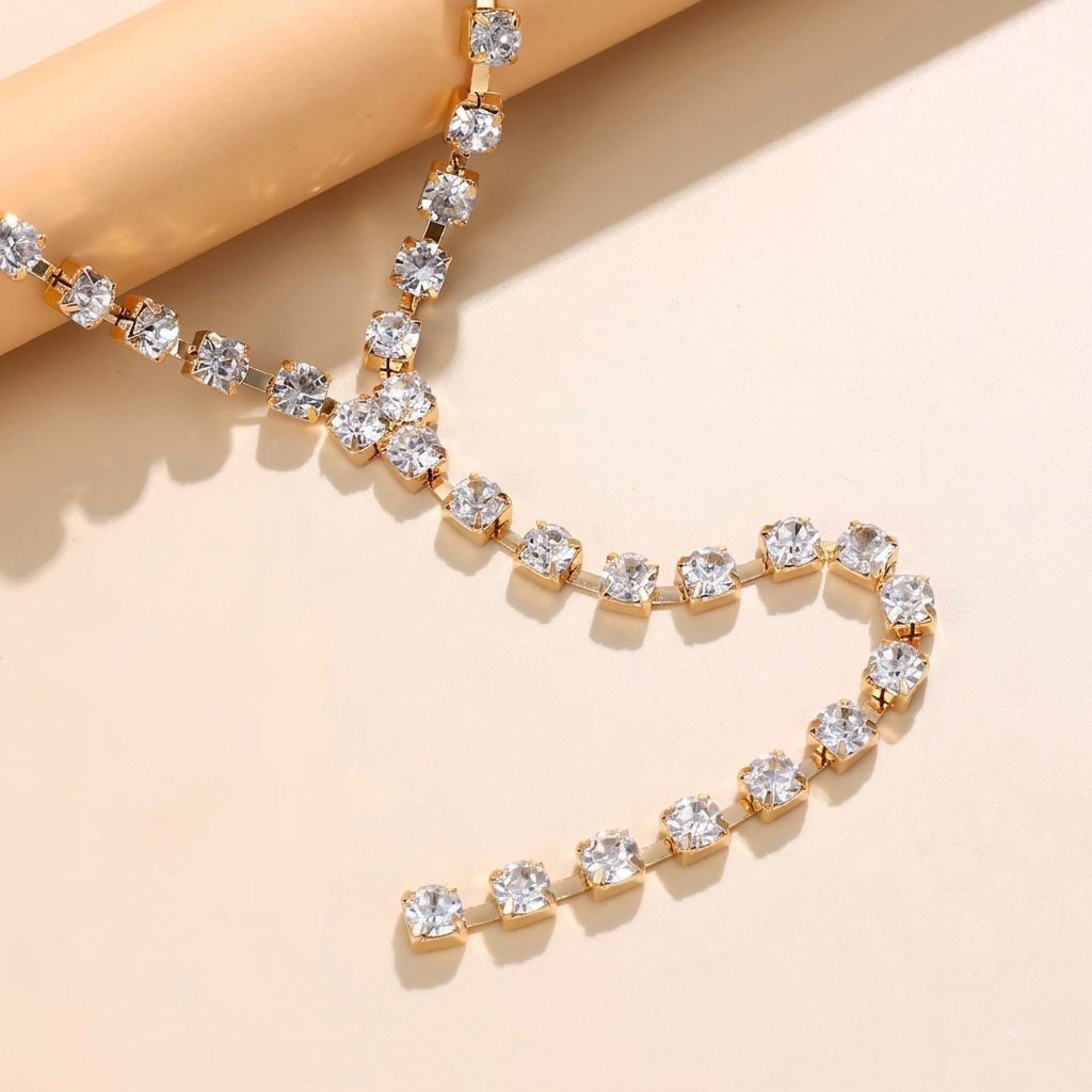 Sparkling Rhinestone Long Line Necklace