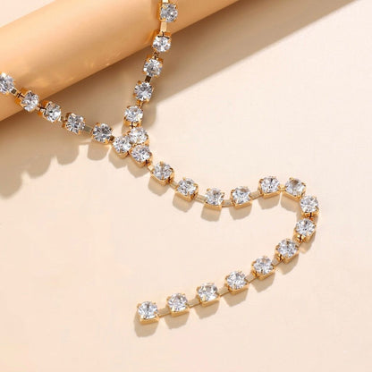 Sparkling Rhinestone Long Line Necklace