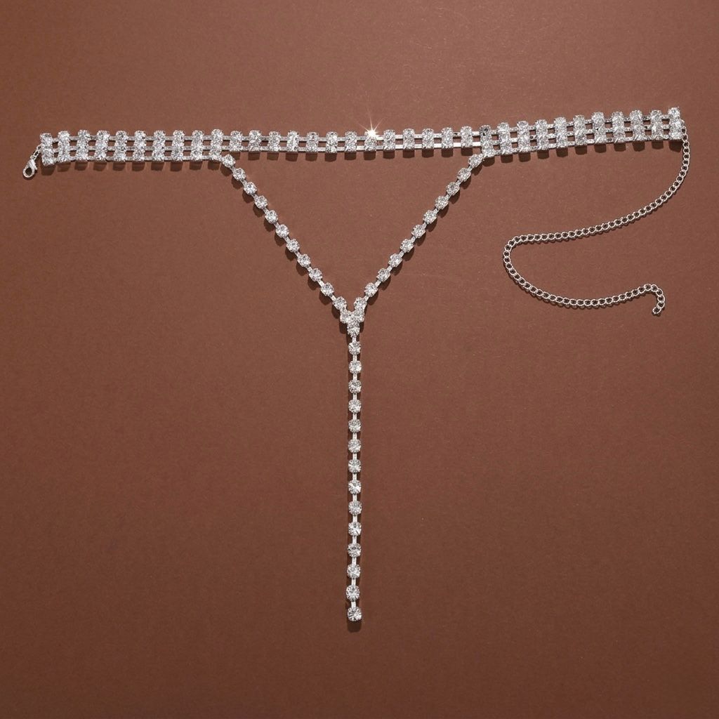 Sparkling Rhinestone Long Line Necklace